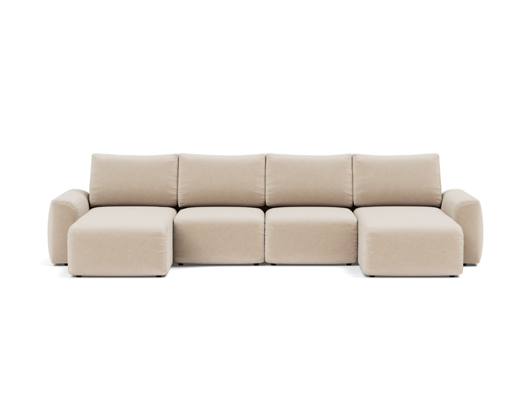Canapea extensibila in forma de U Norum cu brate masive 145x320cm, tesatura la alegere #material_410-esina-almond