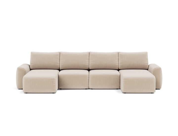 Canapea extensibila in forma de U Norum cu brate masive 145x320cm, tesatura la alegere #material_410-esina-almond