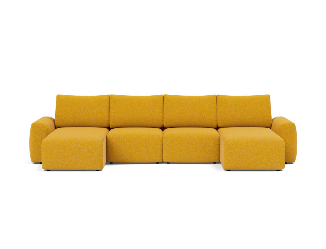 Canapea extensibila in forma de U Norum cu brate masive 145x320cm, tesatura la alegere #material_536-boucl-ochre