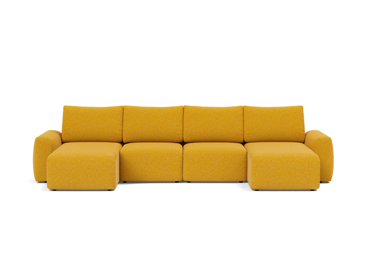 Canapea extensibila in forma de U Norum cu brate masive 145x320cm, tesatura la alegere #material_536-boucl-ochre
