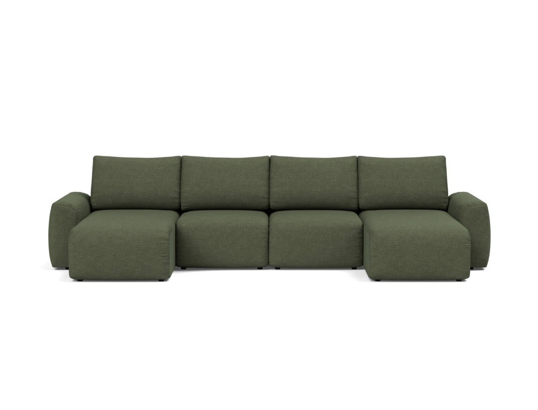 Canapea extensibila in forma de U Norum cu brate masive 145x320cm, tesatura la alegere #material_353-taura-forest