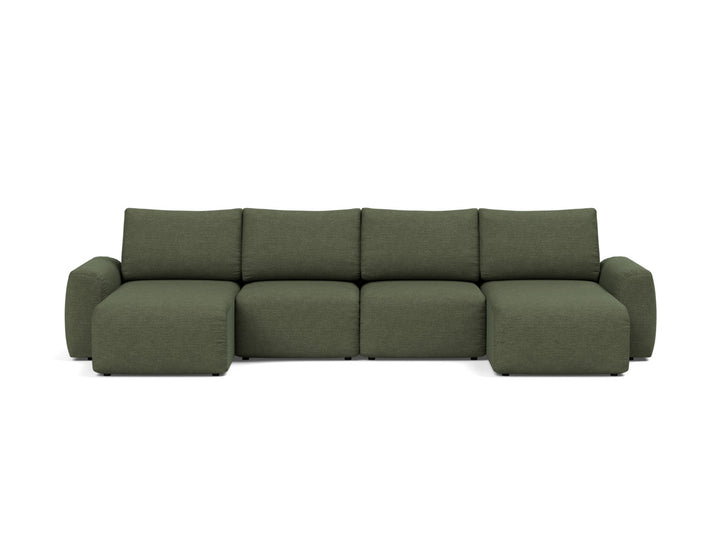 Canapea extensibila in forma de U Norum cu brate masive 145x320cm, tesatura la alegere #material_353-taura-forest