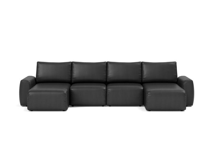 Canapea extensibila in forma de U Norum cu brate masive 145x320cm, tesatura la alegere #material_550-faunal-black
