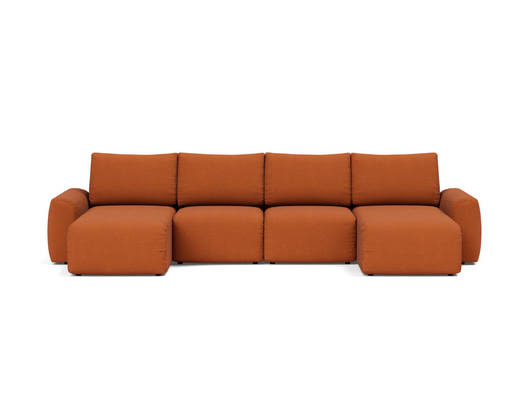 Canapea extensibila in forma de U Norum cu brate masive 145x320cm, tesatura la alegere #material_595-corduroy-burnt-orange