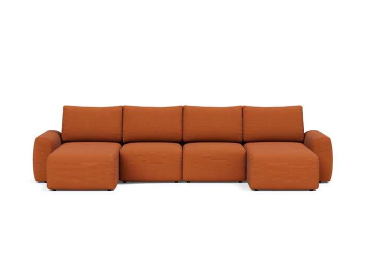 Canapea extensibila in forma de U Norum cu brate masive 145x320cm, tesatura la alegere #material_595-corduroy-burnt-orange
