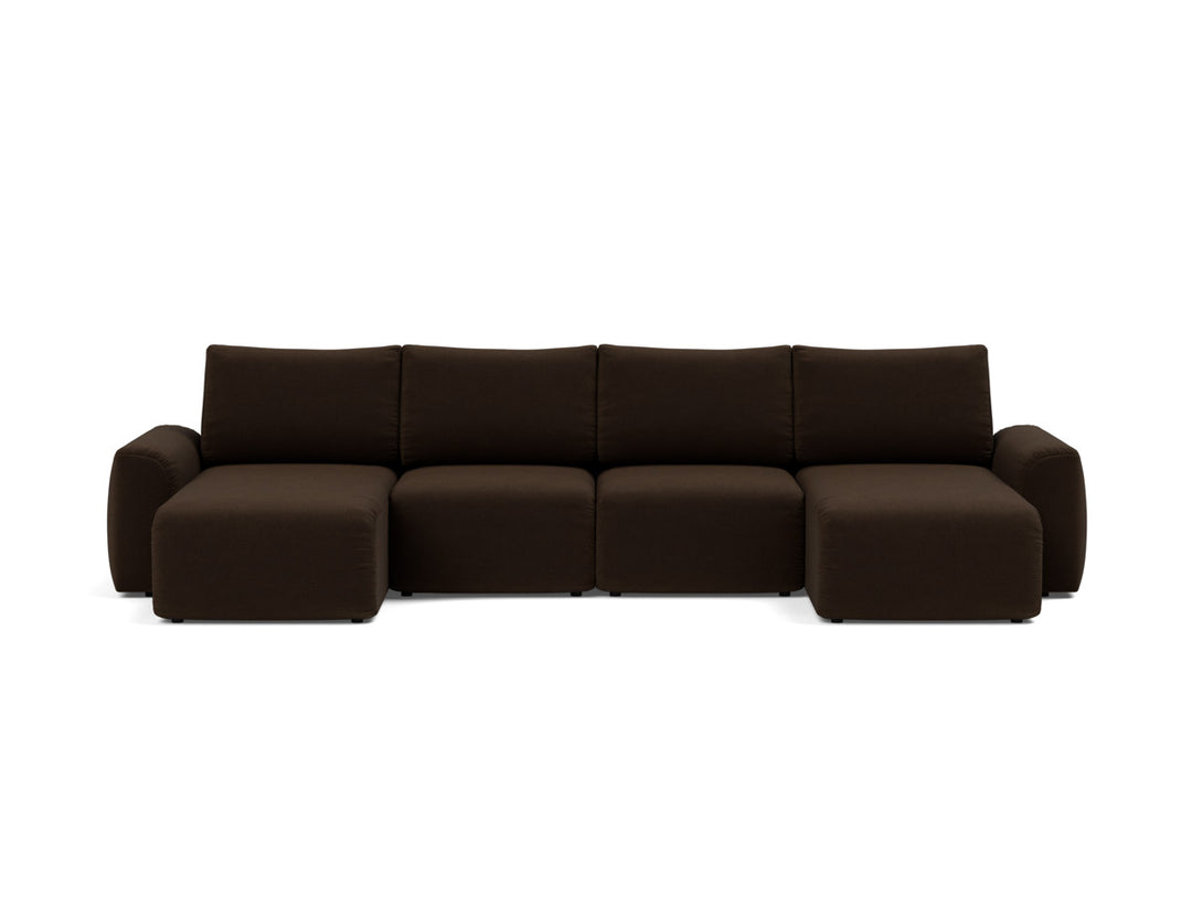 Canapea extensibila in forma de U Norum cu brate masive 145x320cm, tesatura la alegere #material_358-taura-chocco