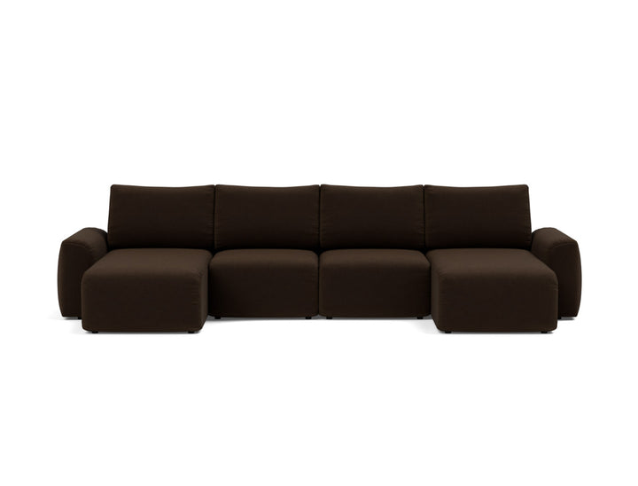 Canapea extensibila in forma de U Norum cu brate masive 145x320cm, tesatura la alegere #material_358-taura-chocco