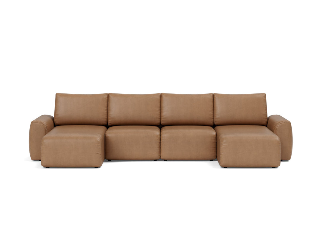 Canapea extensibila in forma de U Norum cu brate masive 145x320cm, tesatura la alegere #material_551-faunal-brown