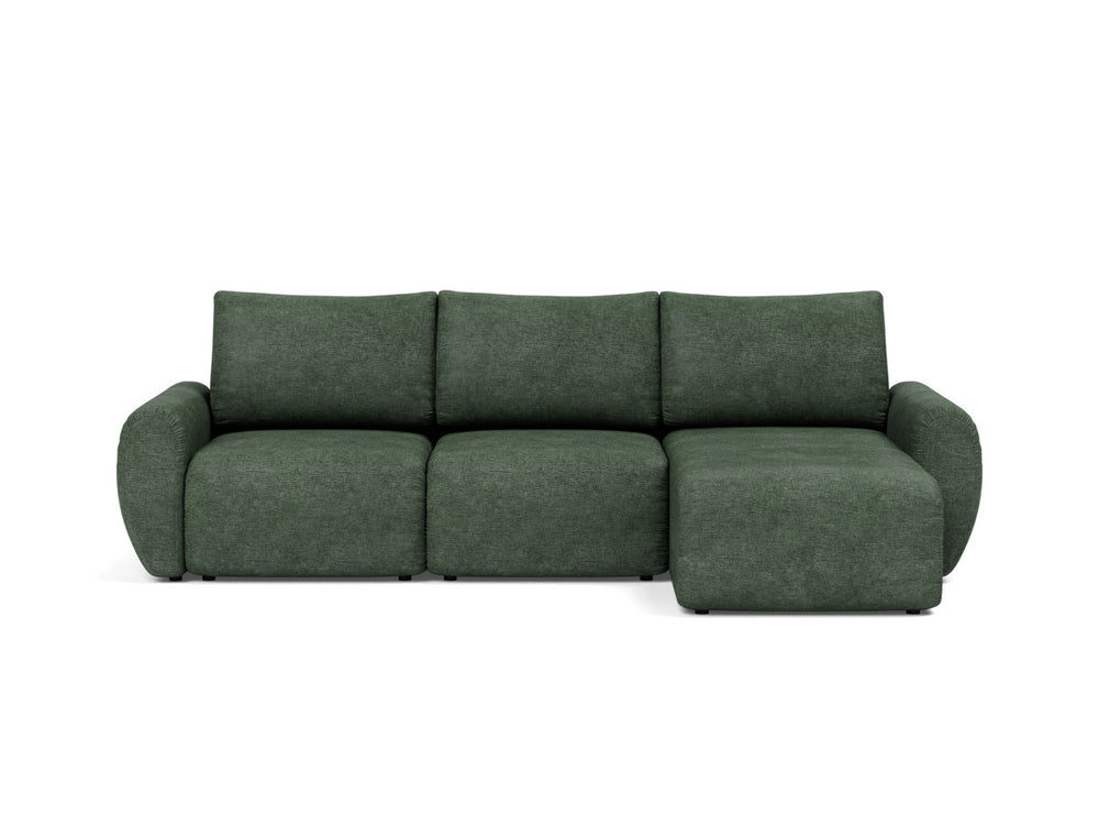 Canapea extensibila cu sezlong Norum cu brate rotunjite 145x240cm, tesatura la alegere #material_281-avella-pine-green