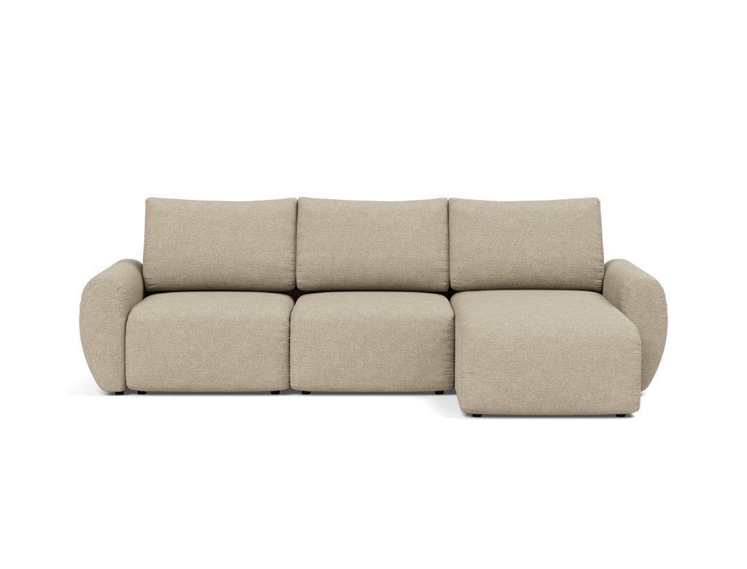 Canapea extensibila cu sezlong Norum cu brate rotunjite 145x240cm, tesatura la alegere #material_356-taura-sand