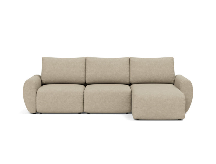 Canapea extensibila cu sezlong Norum cu brate rotunjite 145x240cm, tesatura la alegere #material_356-taura-sand
