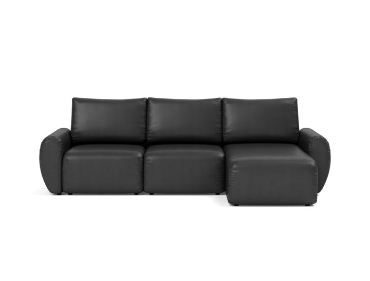 Canapea extensibila cu sezlong Norum cu brate rotunjite 145x240cm, tesatura la alegere #material_550-faunal-black