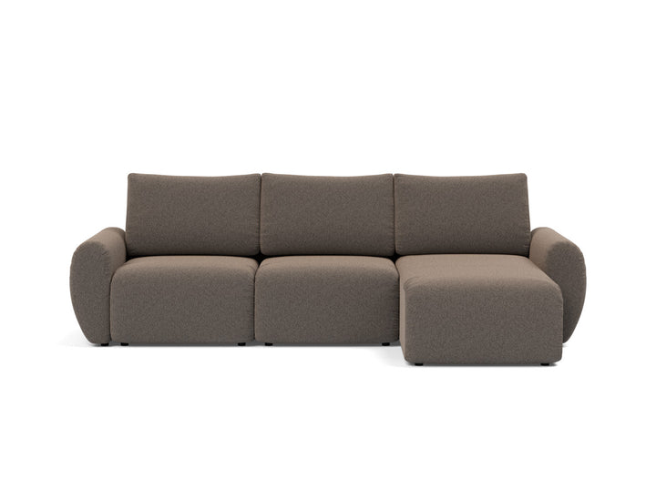Canapea extensibila cu sezlong Norum cu brate rotunjite 145x240cm, tesatura la alegere #material_530-boucl-taupe