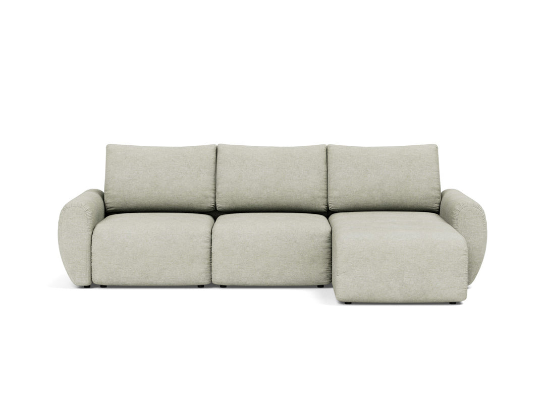 Canapea extensibila cu sezlong Norum cu brate rotunjite 145x240cm, tesatura la alegere #material_280-avella-sand
