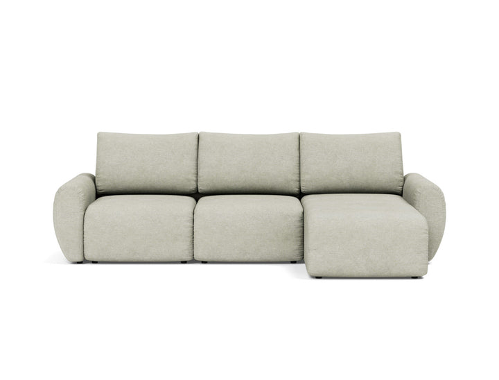 Canapea extensibila cu sezlong Norum cu brate rotunjite 145x240cm, tesatura la alegere #material_280-avella-sand