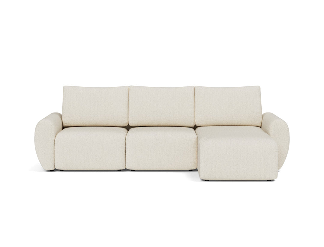 Canapea extensibila cu sezlong Norum cu brate rotunjite 145x240cm, tesatura la alegere #material_531-boucl-off-white