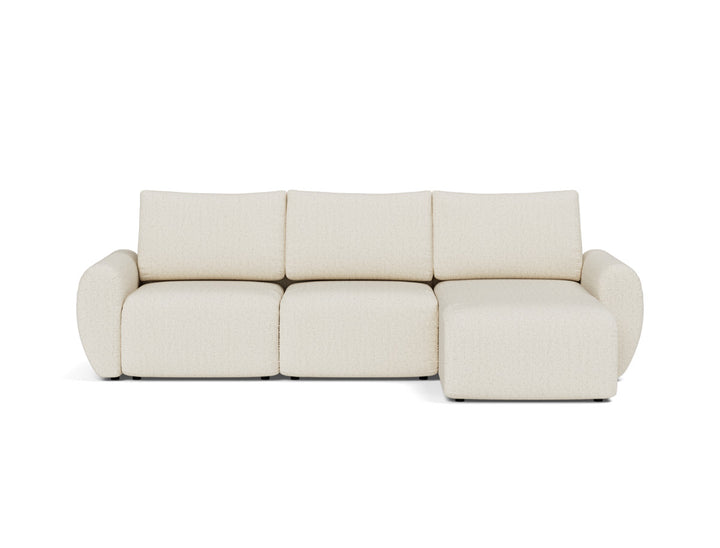 Canapea extensibila cu sezlong Norum cu brate rotunjite 145x240cm, tesatura la alegere #material_531-boucl-off-white
