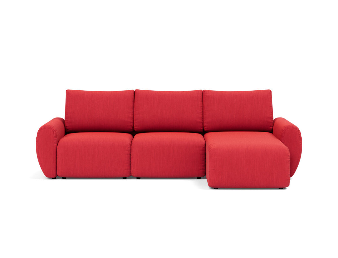 Canapea extensibila cu sezlong Norum cu brate rotunjite 145x240cm, tesatura la alegere #material_511-elegance-red