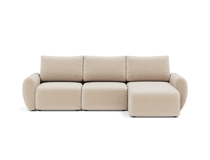 Canapea extensibila cu sezlong Norum cu brate rotunjite 145x240cm, tesatura la alegere #material_410-esina-almond