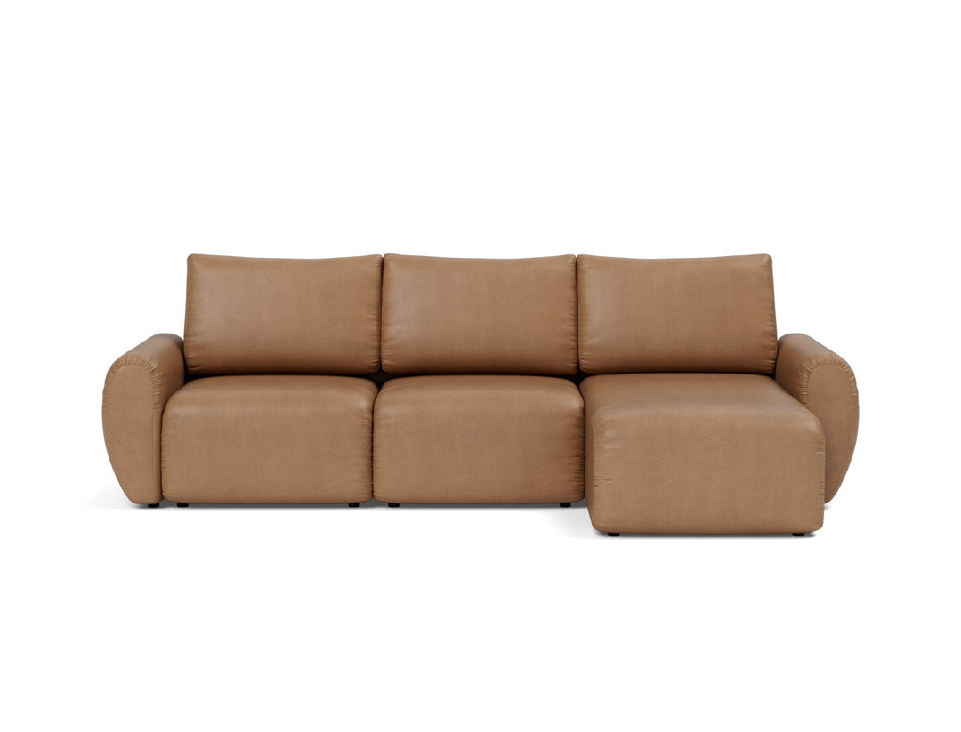 Canapea extensibila cu sezlong Norum cu brate rotunjite 145x240cm, tesatura la alegere #material_551-faunal-brown