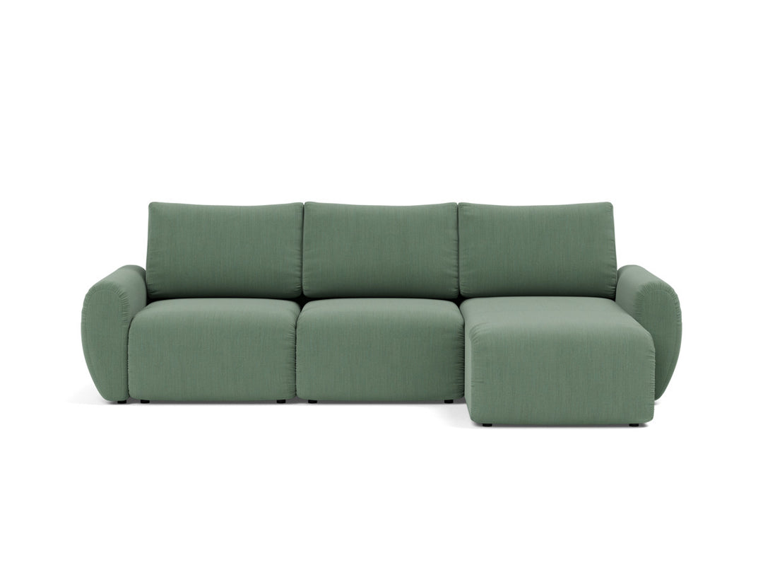 Canapea extensibila cu sezlong Norum cu brate rotunjite 145x240cm, tesatura la alegere #material_518-elegance-green