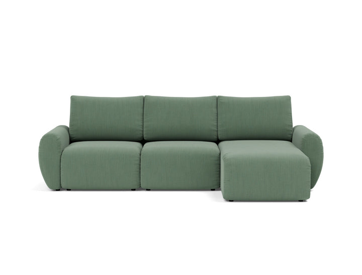 Canapea extensibila cu sezlong Norum cu brate rotunjite 145x240cm, tesatura la alegere #material_518-elegance-green