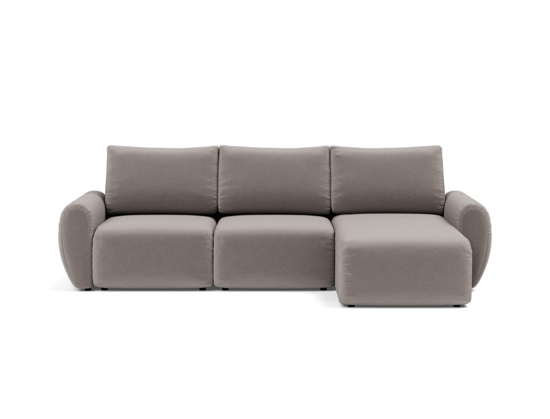 Canapea extensibila cu sezlong Norum cu brate rotunjite 145x240cm, tesatura la alegere #material_418-esina-truffle