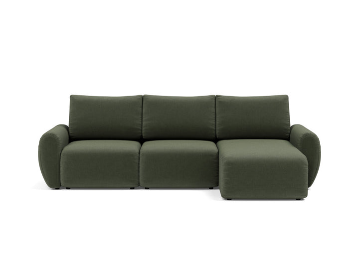 Canapea extensibila cu sezlong Norum cu brate rotunjite 145x240cm, tesatura la alegere #material_413-esina-olive-green