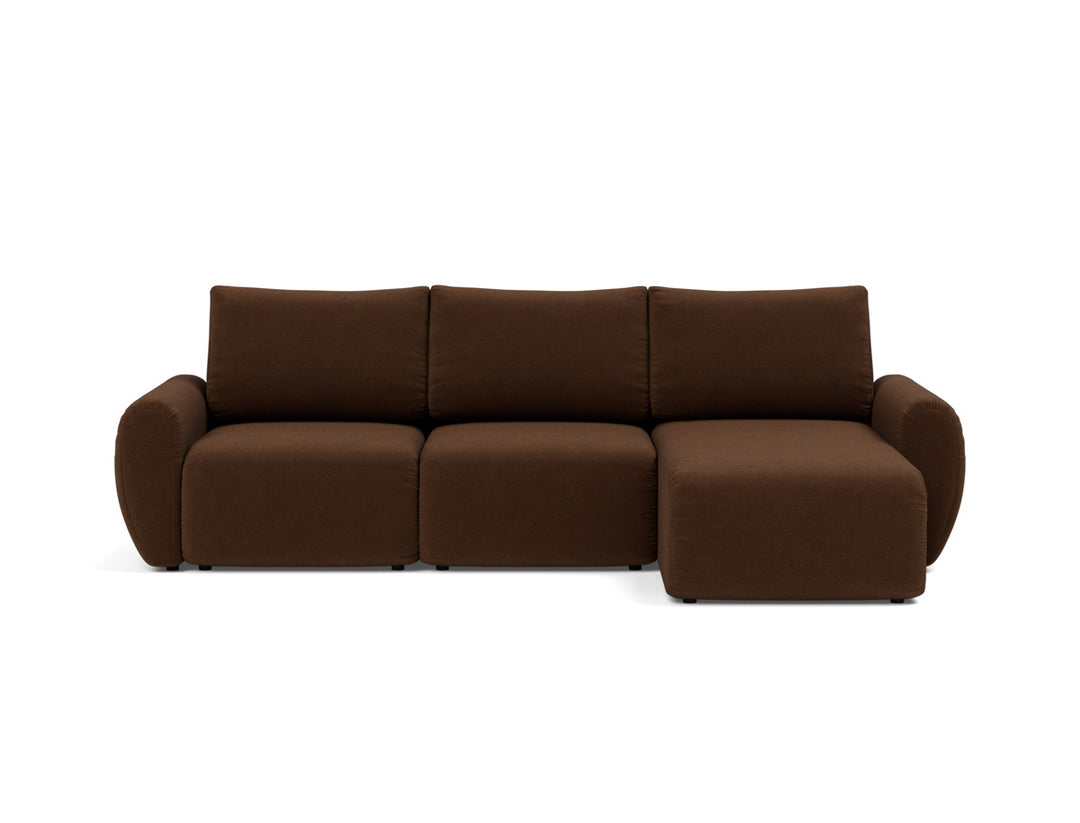 Canapea extensibila cu sezlong Norum cu brate rotunjite 145x240cm, tesatura la alegere #material_359-taura-cappuccino