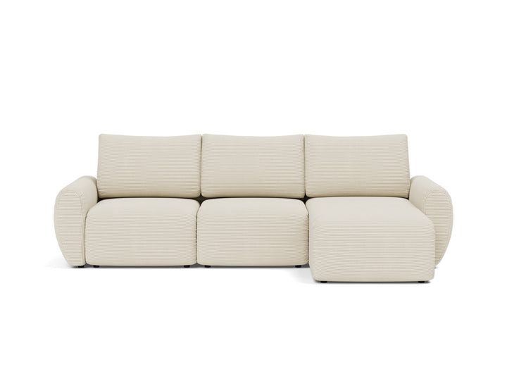 Canapea extensibila cu sezlong Norum cu brate rotunjite 145x240cm, tesatura la alegere #material_594-corduroy-ivory
