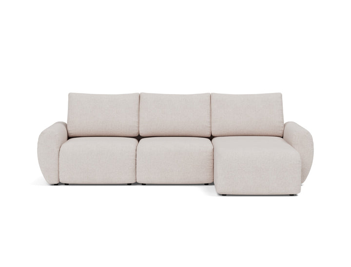 Canapea extensibila cu sezlong Norum cu brate rotunjite 145x240cm, tesatura la alegere #material_300-weda-sand