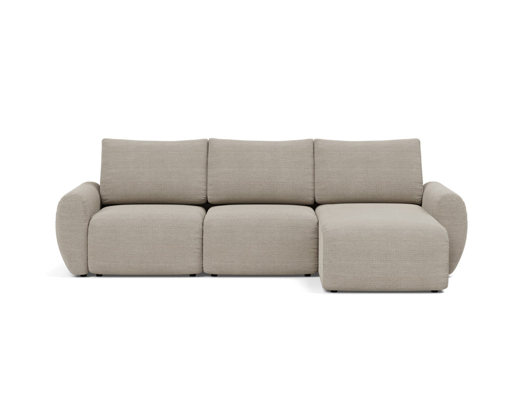 Canapea extensibila cu sezlong Norum cu brate rotunjite 145x240cm, tesatura la alegere #material_579-kenya-gravel