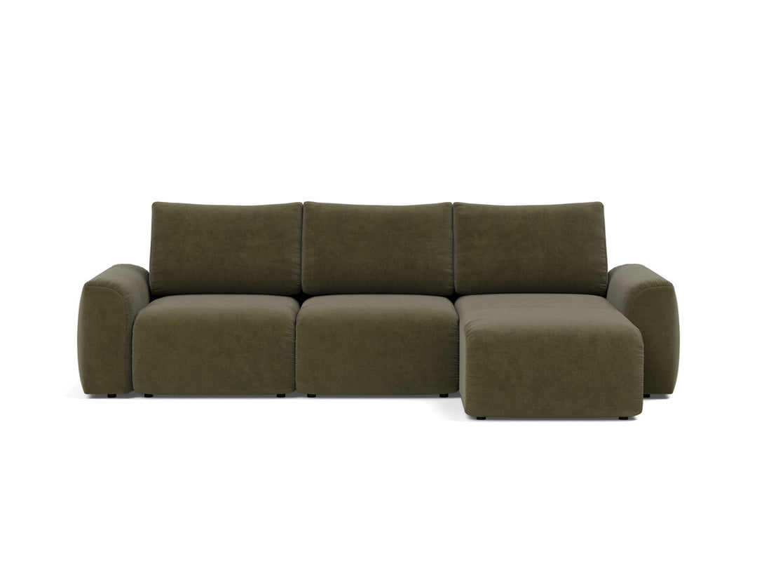 Canapea extensibila cu sezlong Norum cu brate masive 145x240cm, tesatura la alegere #material_316-cordufine-pine-green
