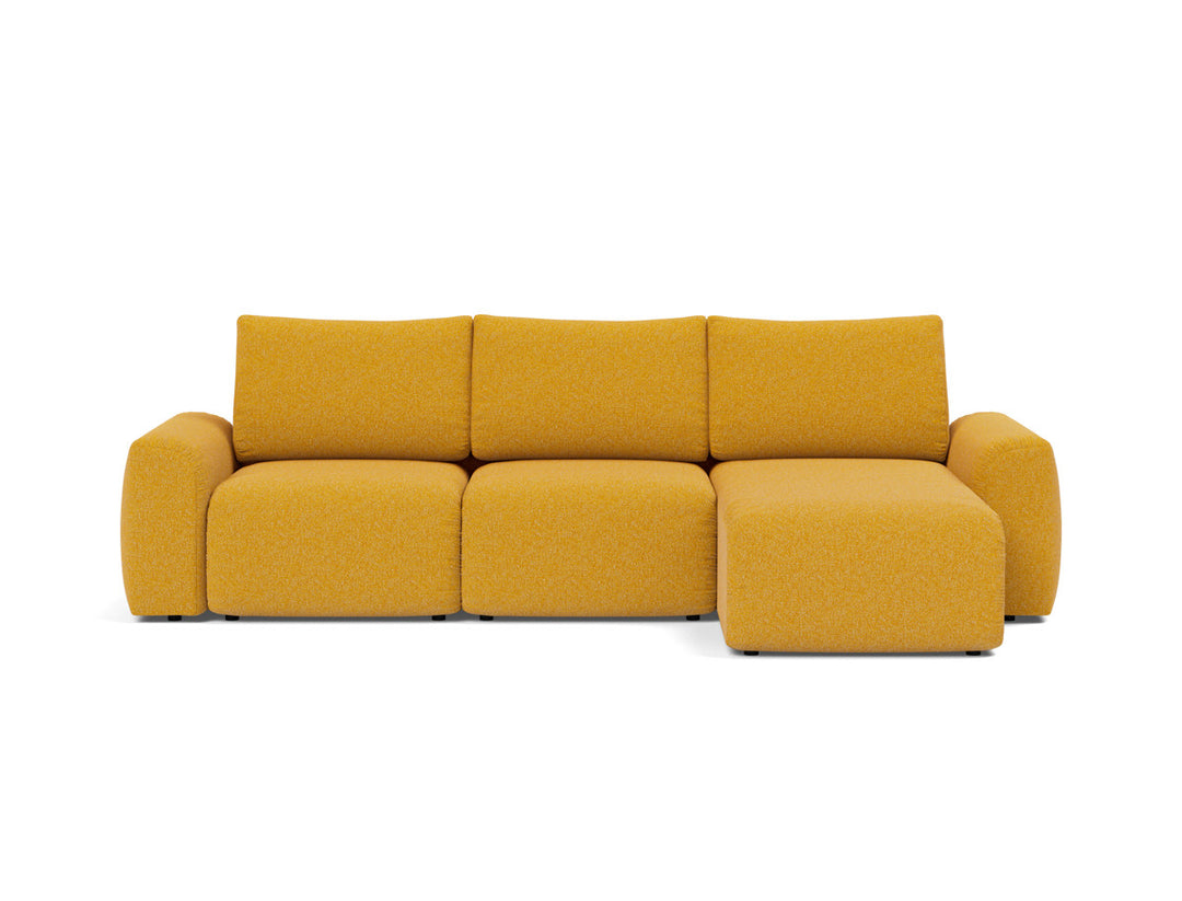 Canapea extensibila cu sezlong Norum cu brate masive 145x240cm, tesatura la alegere #material_536-boucl-ochre