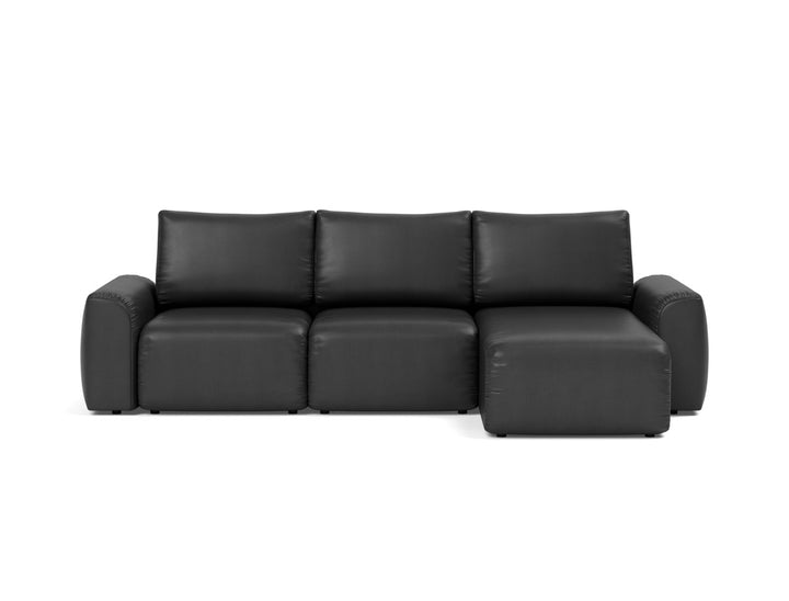 Canapea extensibila cu sezlong Norum cu brate masive 145x240cm, tesatura la alegere #material_550-faunal-black