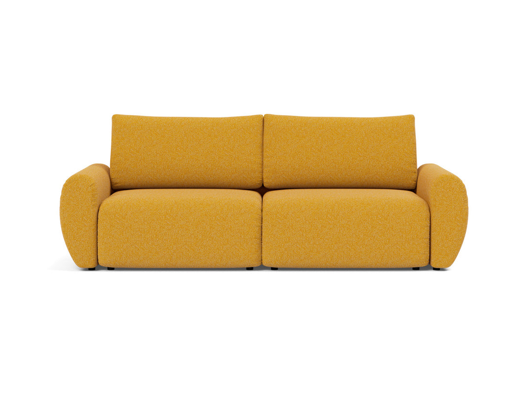 Canapea extensibila Norum cu brate rotunjite 145x200cm, tesatura la alegere #material_536-boucl-ochre