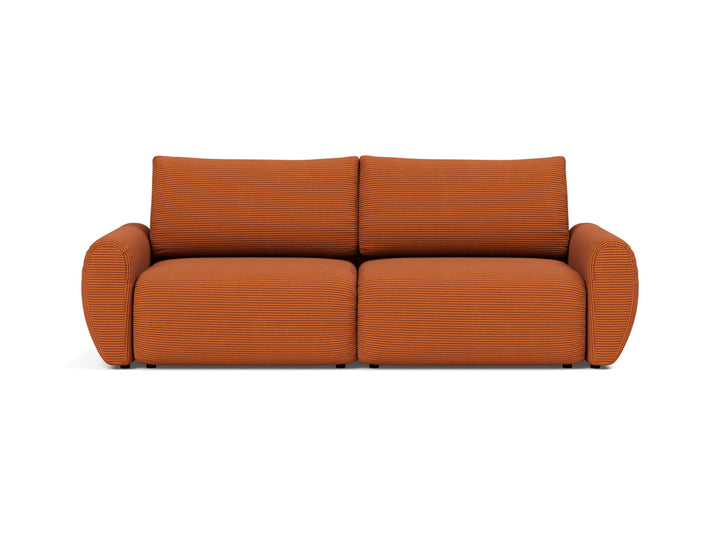 Canapea extensibila Norum cu brate rotunjite 145x200cm, tesatura la alegere #material_595-corduroy-burnt-orange