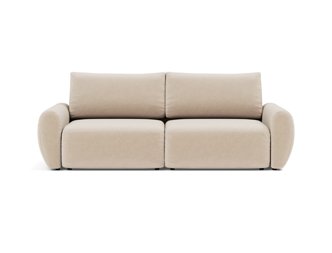Canapea extensibila Norum cu brate rotunjite 145x200cm, tesatura la alegere #material_410-esina-almond