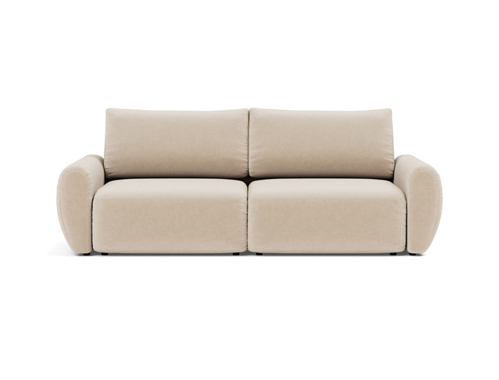 Canapea extensibila Norum cu brate rotunjite 145x200cm, tesatura la alegere #material_410-esina-almond