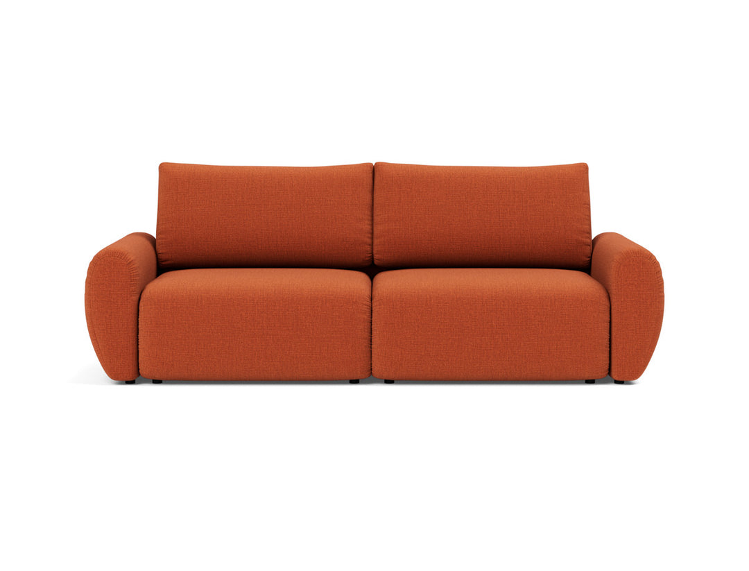 Canapea extensibila Norum cu brate rotunjite 145x200cm, tesatura la alegere #material_412-esina-rust-orange