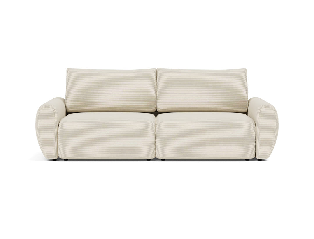 Canapea extensibila Norum cu brate rotunjite 145x200cm, tesatura la alegere #material_594-corduroy-ivory