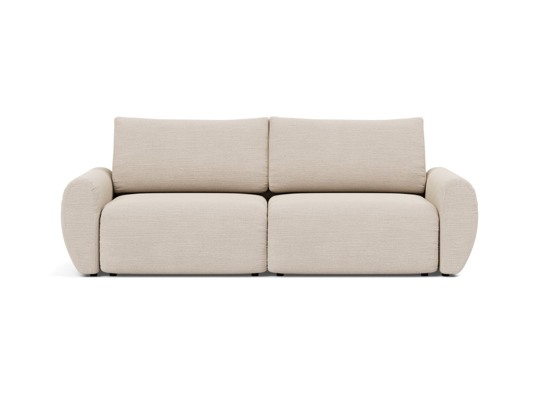 Canapea extensibila Norum cu brate rotunjite 145x200cm, tesatura la alegere #material_612-blida-sand-grey