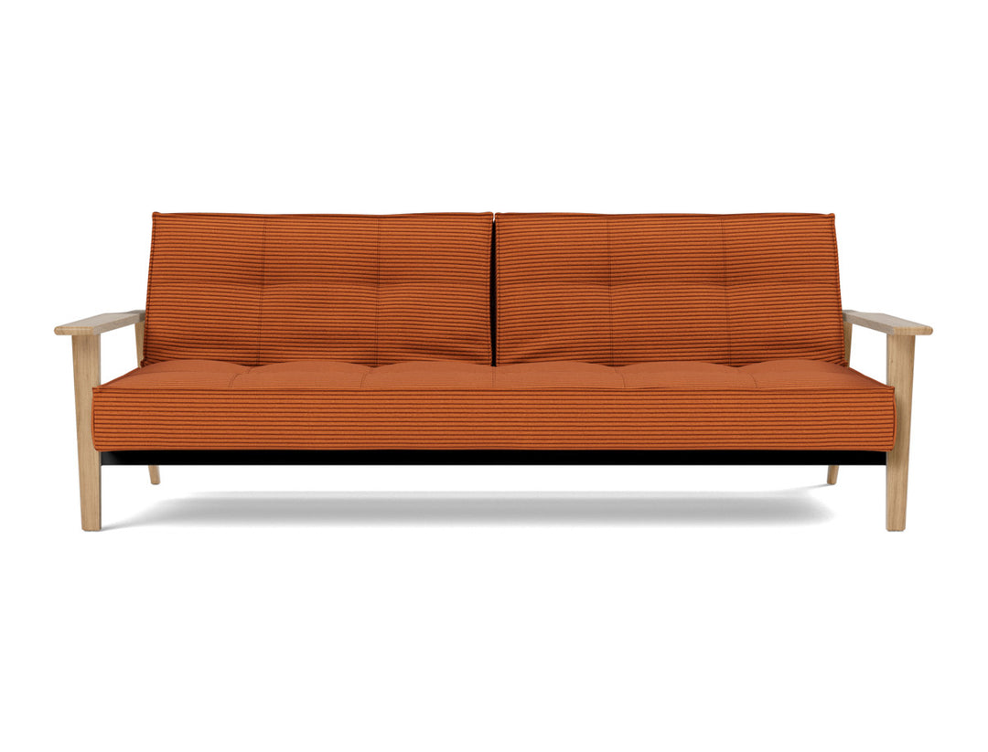 Canapea extensibila Splitback Frej Oak 115x210cm, tesatura la alegere #material_595-corduroy-burnt-orange