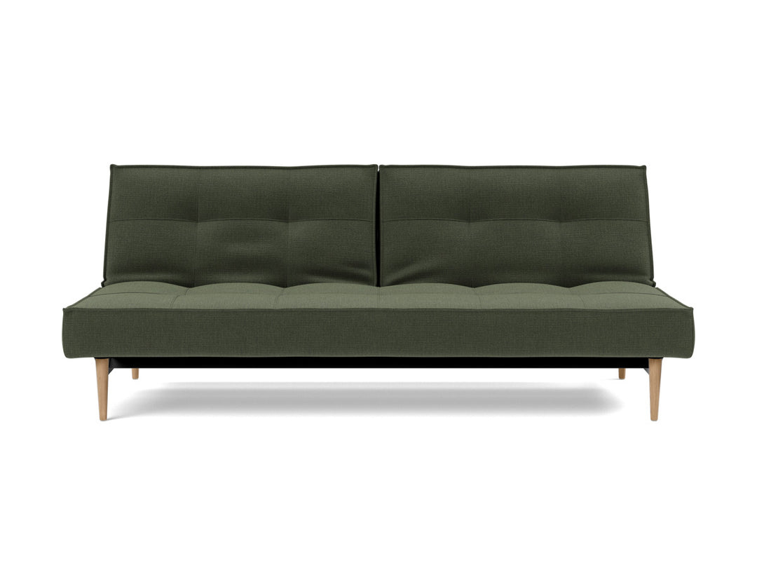 Canapea extensibila Splitback Styletto / lemn natur 115x210cm, tesatura la alegere #material_413-esina-olive-green