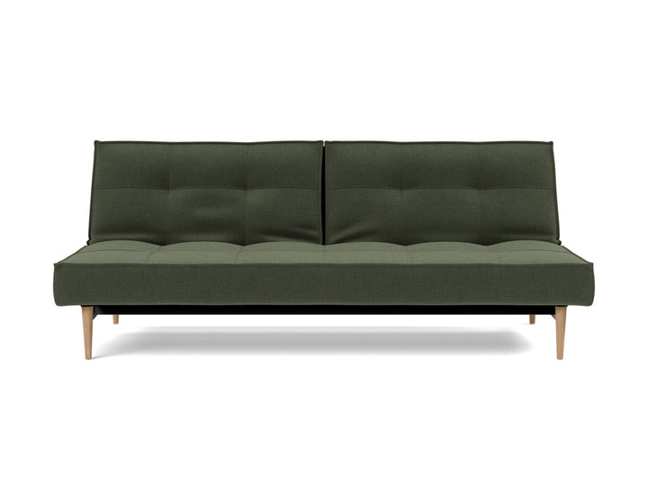 Canapea extensibila Splitback Styletto / lemn natur 115x210cm, tesatura la alegere #material_413-esina-olive-green