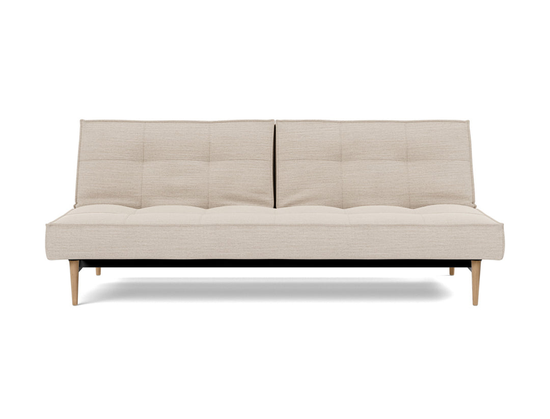 Canapea extensibila Splitback Styletto / lemn natur 115x210cm, tesatura la alegere #material_612-blida-sand-grey