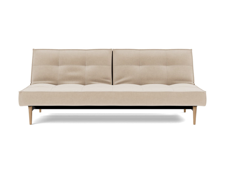 Canapea extensibila Splitback Styletto / lemn natur 115x210cm, tesatura la alegere #material_410-esina-almond