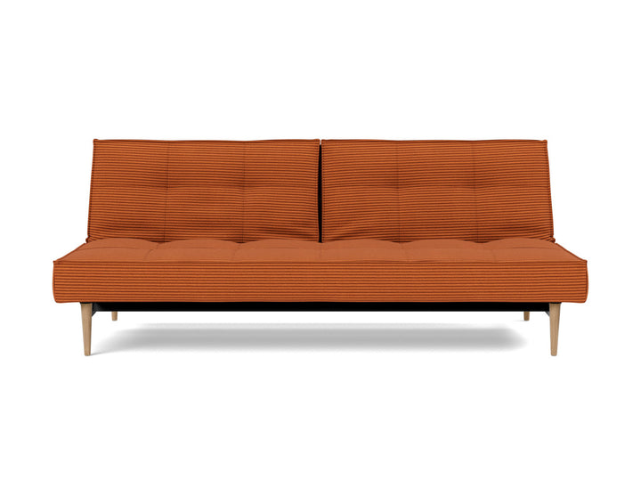 Canapea extensibila Splitback Styletto / lemn natur 115x210cm, tesatura la alegere #material_595-corduroy-burnt-orange