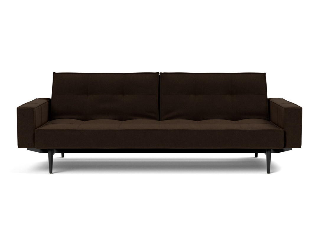 Canapea extensibila cu brate Splitback Styletto / lemn negru, tesatura la alegere #material_358-taura-chocco