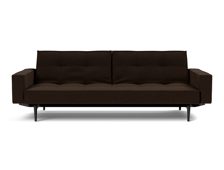 Canapea extensibila cu brate Splitback Styletto / lemn negru, tesatura la alegere #material_358-taura-chocco